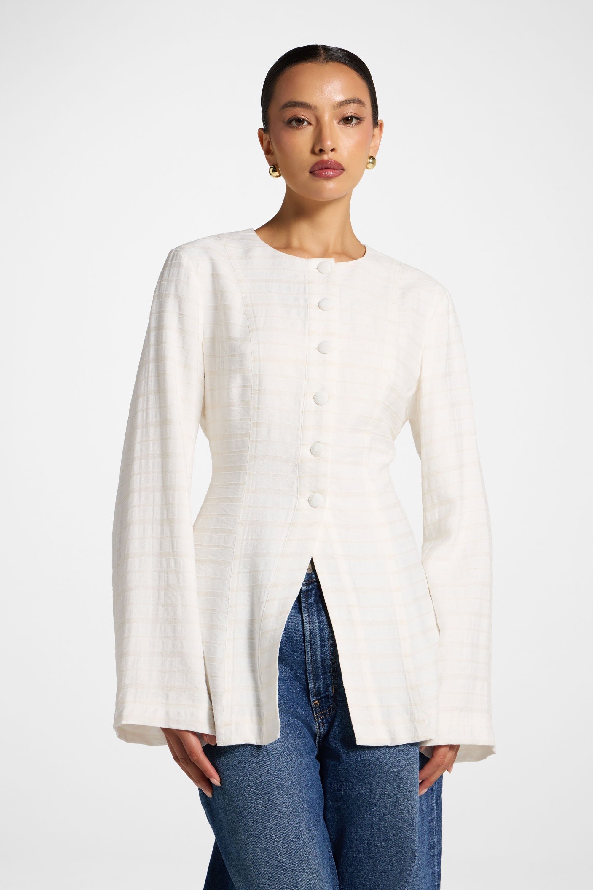 Smocked Two-Piece Set — Natural, top (placeholder image)