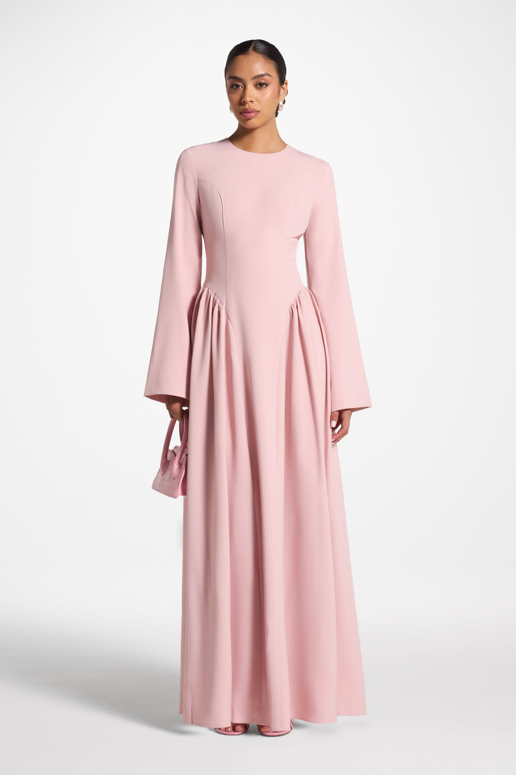 Boat Neck Ruched Dress — Pink, detail (placeholder image)