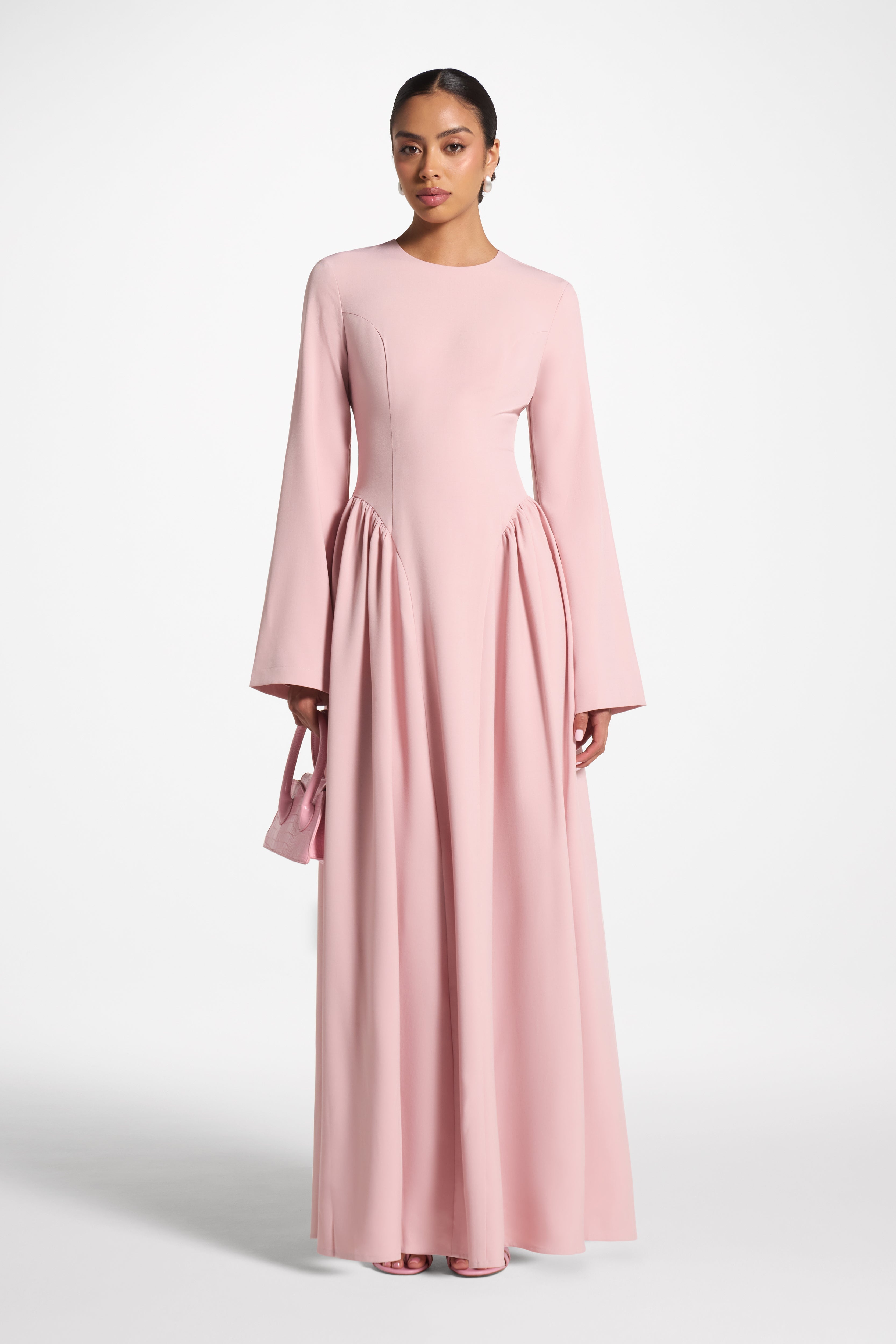 Boat Neck Ruched Dress — Pink, detail (placeholder image)