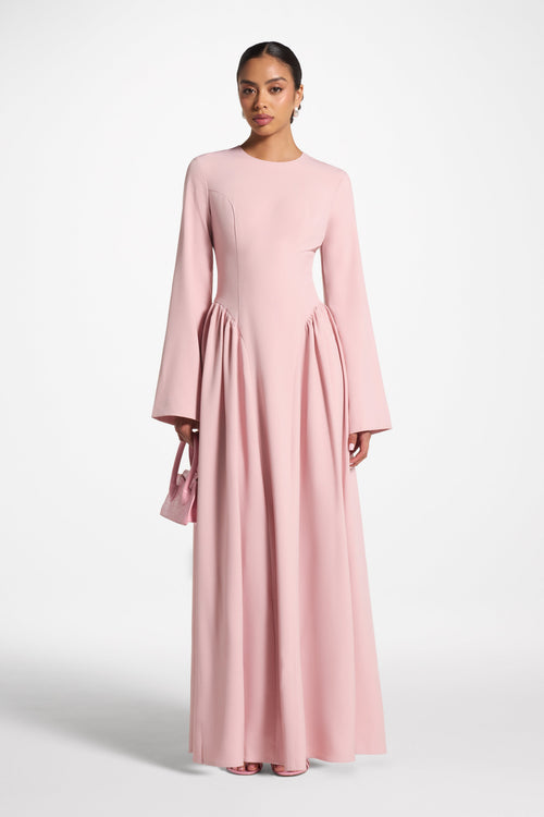 Boat Neck Ruched Dress — Pink, detail (placeholder image)