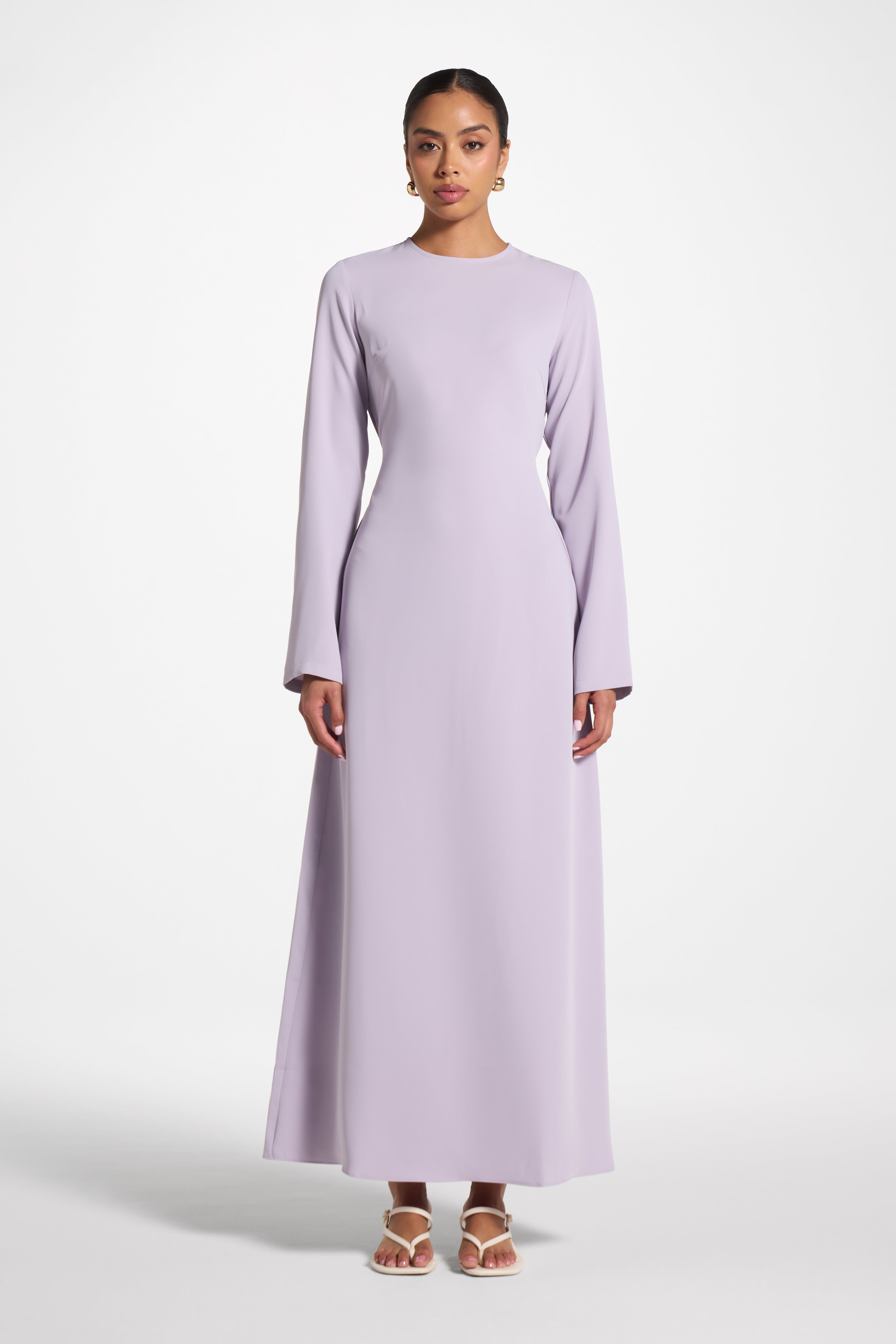 Tie-Back Maxi Dress — Lilac, back detail (placeholder image)